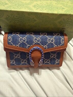 Gucci Dionysus Super Mini Denim & Brown Leather